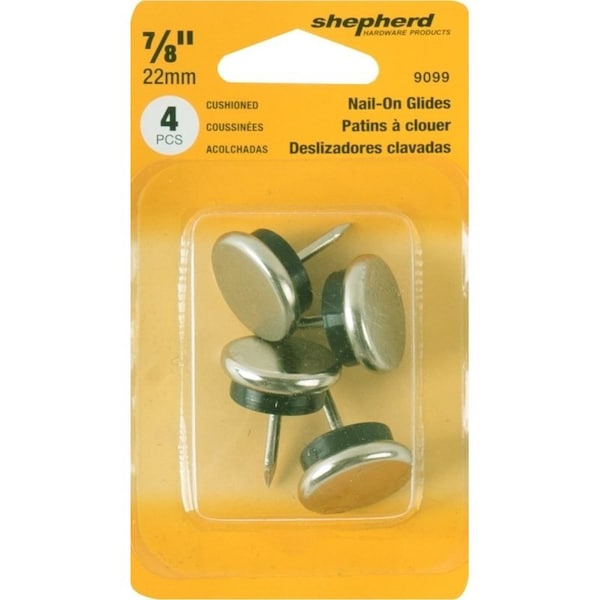 Shepherd Hardware Furniture Glide, Nickel, Silver, 4PK - 9099