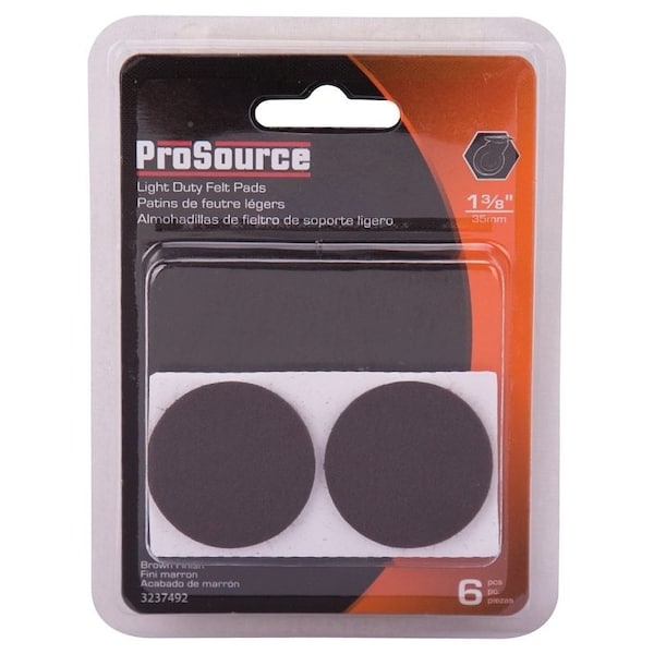 Prosource Furniture Pad, Felt Cloth, Brown, 1-3/8 in Dia, 5/64 in Thick, Round - FE-50221-PS