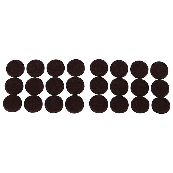 Prosource Furniture Pad, Felt Cloth, Brown, 1/2 in Dia, 5/64 in Thick, Round - FE-50229-PS