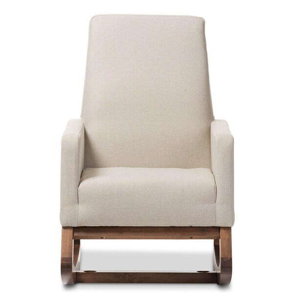 Baxton Studio Yashiya Light Beige Upholstered Rocking Chair and Ottoman Set - 123-6818-6820
