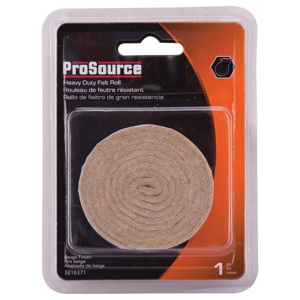 Prosource Furniture Pad, Felt Cloth, Brown, 40 x 3/8 in Dia, 3/8 in W, 7/64 in Thick, Roll - FE-50232-PS