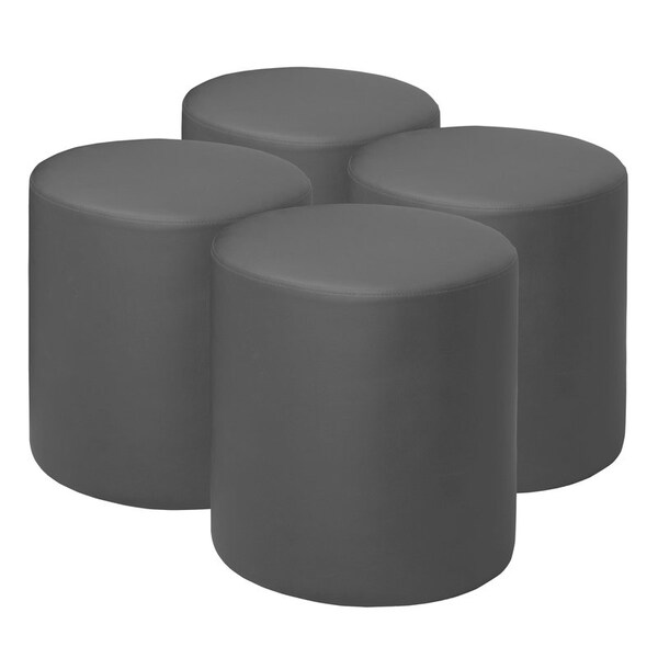 Regency Logan Round Vinyl Ottoman (Set of 4)- Grey - N6262GY4PK