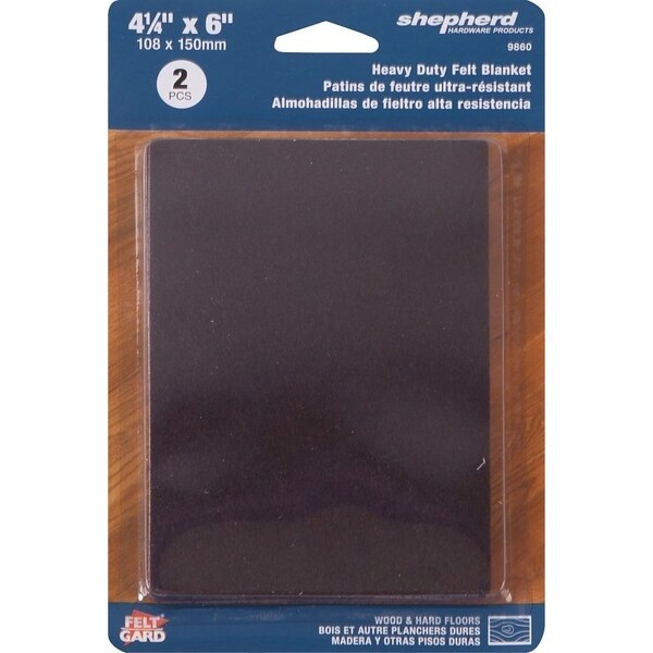 Shepherd Hardware Hardware Blanket Furniture Pad, Felt, Brown, 4-1/4 in L, 6 in W, 5 mm Thick, Rectangular - 9860