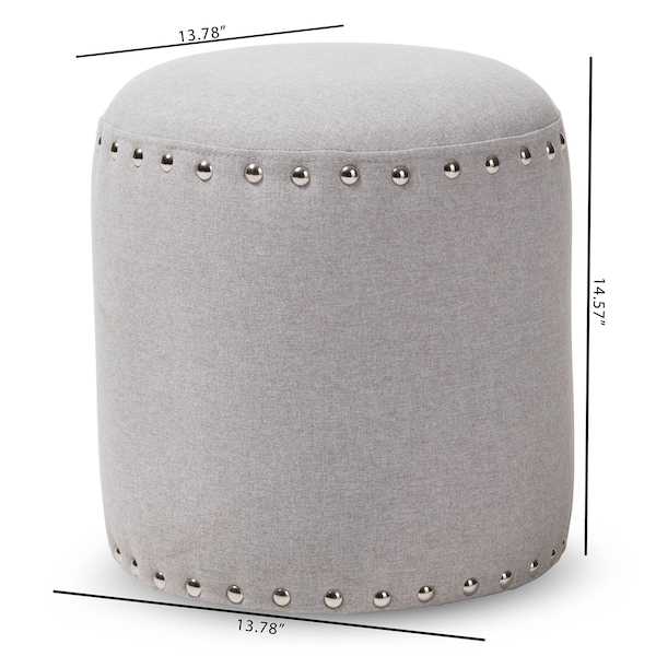 Baxton Studio Rosine Modern Light Grey Upholstered Nail Trim Ottoman - 143-8143
