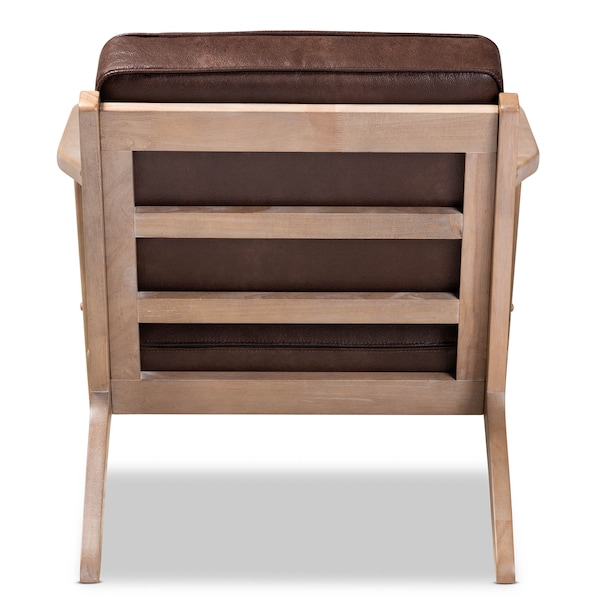 Baxton Studio Sigrid Brown Upholstered Oak Wood 2-Piece Armchair and Ottoman Set - 162-10567-10405