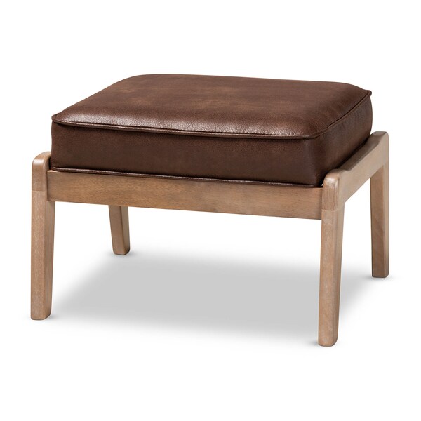 Baxton Studio Sigrid Brown Upholstered Oak Wood 2-Piece Armchair and Ottoman Set - 162-10567-10405