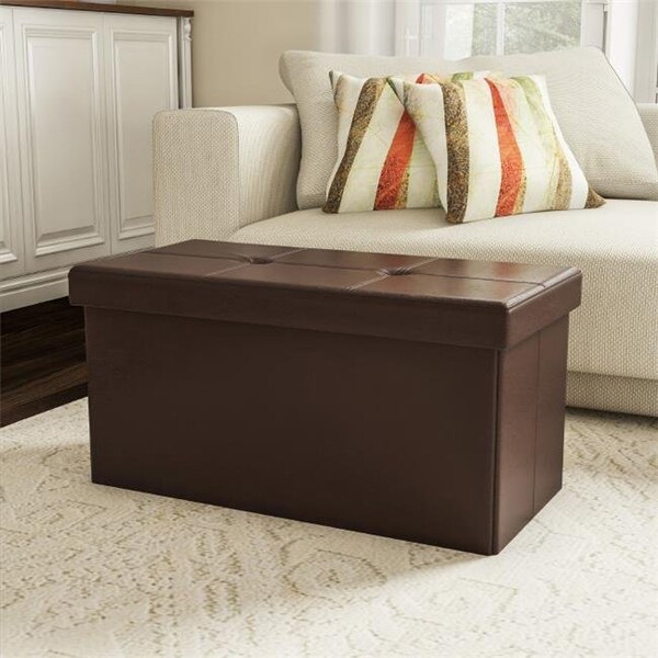 Lavish Home Lavish Home 80-FOTT-8 Large Foldable Storage Bench Ottoman - Brown - 80-FOTT-8