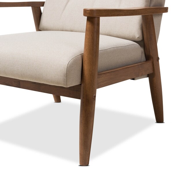 Baxton Studio Roxy Walnut Finishing and Tufted High-Back Chair and Ottoman Set - 133-7141-7143