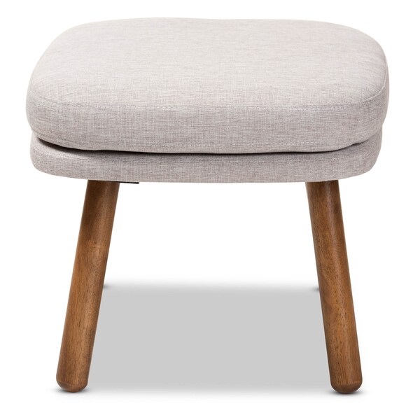 Baxton Studio Lovise Beige Upholstered Walnut Brown Finished Wood Ottoman - 148-8230