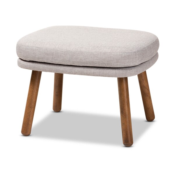 Baxton Studio Lovise Beige Upholstered Walnut Brown Finished Wood Ottoman - 148-8230