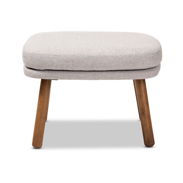 Baxton Studio Lovise Beige Upholstered Walnut Brown Finished Wood Ottoman - 148-8230