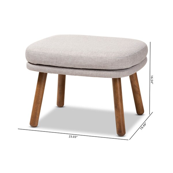 Baxton Studio Lovise Beige Upholstered Walnut Brown Finished Wood Ottoman - 148-8230