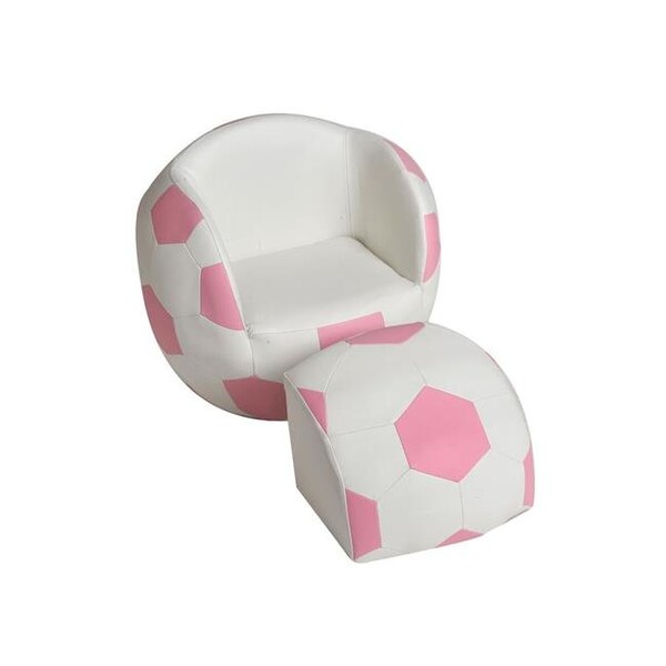 Gift Mark Gift Mark 6760 Childrens Soccer Chair with Pull out Ottoman; Pink & White - 6760