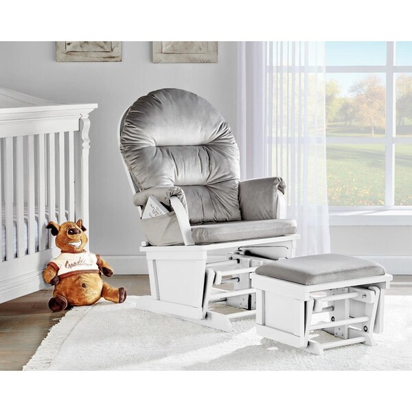 Suite Bebe Madison Glider & Ottoman White & Woven Gray - 26217-WWG