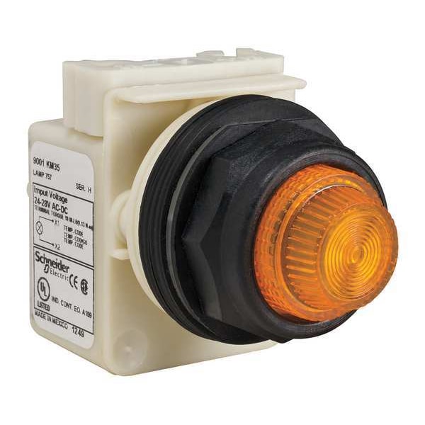 Schneider Electric Pilot Light, Incandescente, Ámbar, 24-28VCA/VCC - 9001SKP35A31
