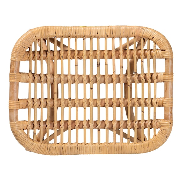 Baxton Studio Bernardo Modern Bohemian Natural Brown Rattan Ottoman - 203-12593
