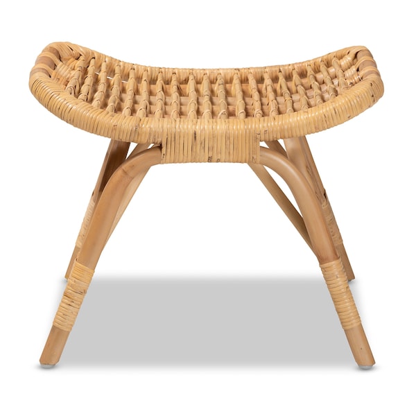 Baxton Studio Bernardo Modern Bohemian Natural Brown Rattan Ottoman - 203-12593