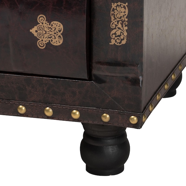Baxton Studio Charlier Brown Upholstered Wood Storage Ottoman with Drawer - 153-9185
