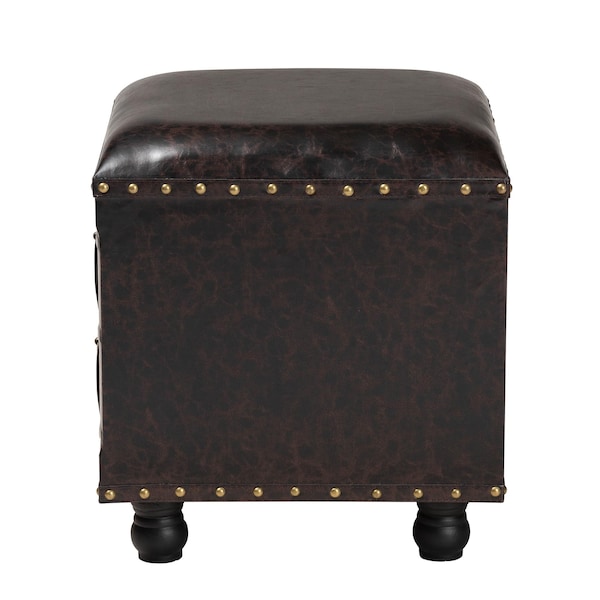 Baxton Studio Charlier Brown Upholstered Wood Storage Ottoman with Drawer - 153-9185