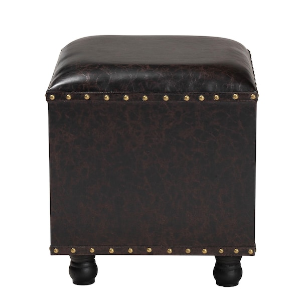Baxton Studio Charlier Brown Upholstered Wood Storage Ottoman with Drawer - 153-9185