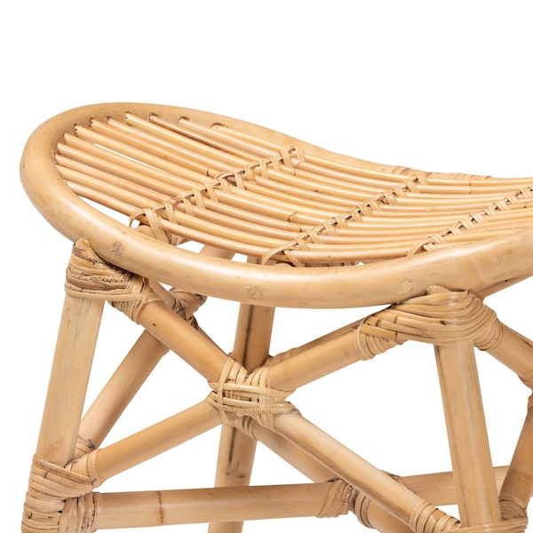 Baxton Studio Elgon Modern Bohemian Natural Brown Rattan Footstool - 211-12761-ZORO