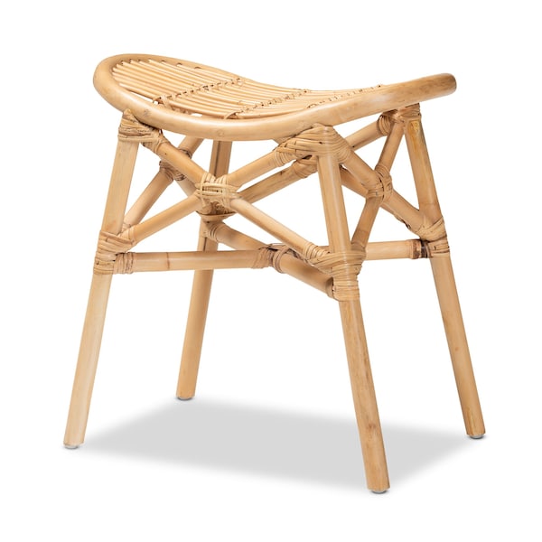 Baxton Studio Elgon Modern Bohemian Natural Brown Rattan Footstool - 211-12761-ZORO