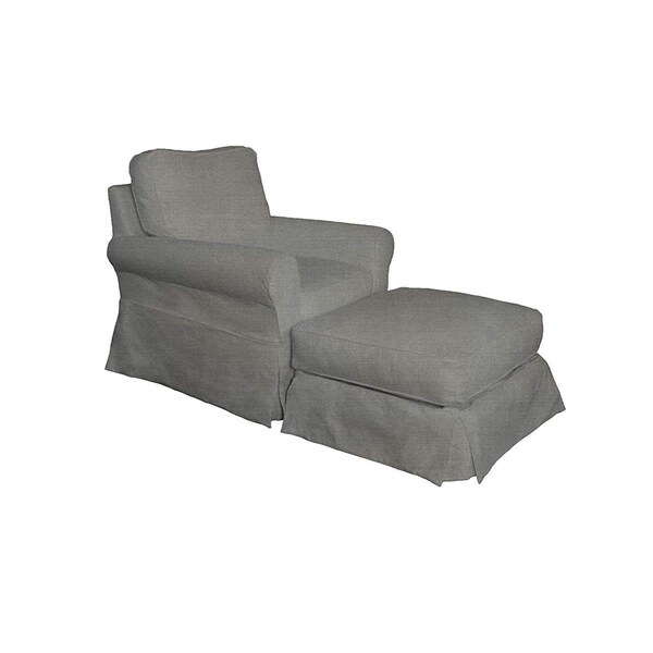 Sunset Trading Horizon Slipcovered Swivel Rocking Chair &amp; Ottoman Gray - SU-114993-30-391094