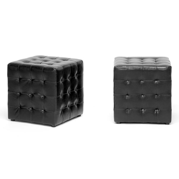 Baxton Studio Siskal Black Modern Cube Ottoman, PK2 - 72-4035