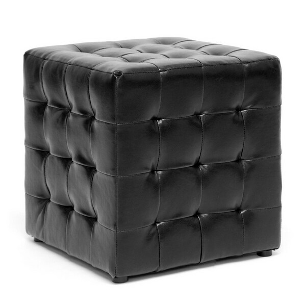 Baxton Studio Siskal Black Modern Cube Ottoman, PK2 - 72-4035