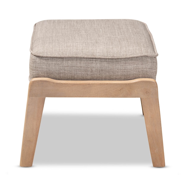 Baxton Studio Sigrid Light Grey Upholstered Antique Oak Finished Wood Ottoman - 162-10404