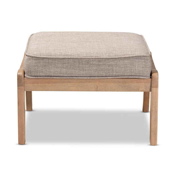 Baxton Studio Sigrid Light Grey Upholstered Antique Oak Finished Wood Ottoman - 162-10404