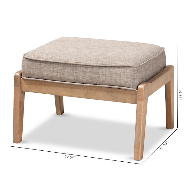Baxton Studio Sigrid Light Grey Upholstered Antique Oak Finished Wood Ottoman - 162-10404