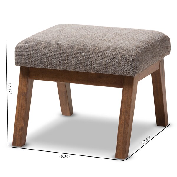Baxton Studio Aberdeen Walnut Wood Finishing and Gravel Upholstered Ottoman - 133-7145
