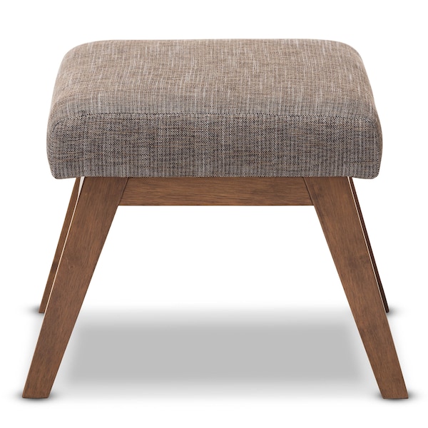 Baxton Studio Aberdeen Walnut Wood Finishing and Gravel Upholstered Ottoman - 133-7145