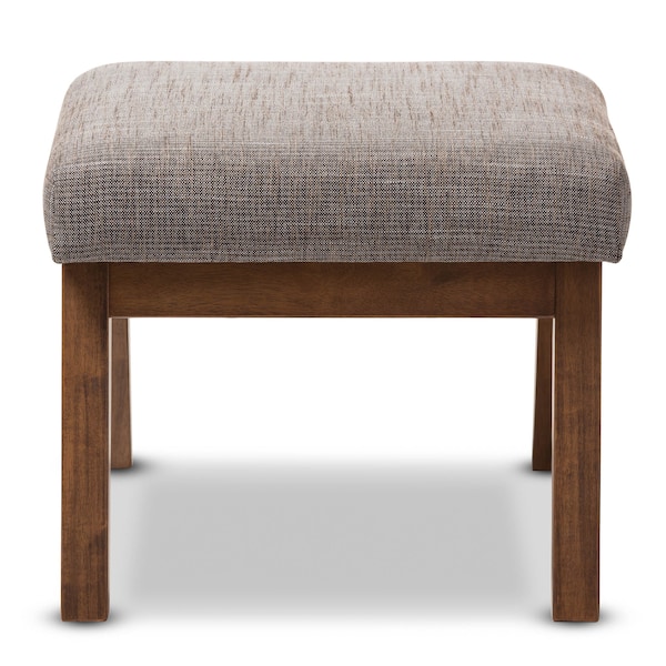 Baxton Studio Aberdeen Walnut Wood Finishing and Gravel Upholstered Ottoman - 133-7145