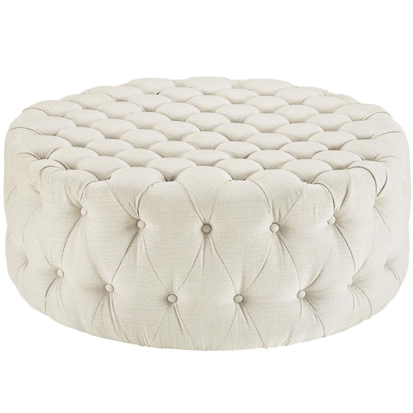 Modway Furniture 16.5 H x 40 W x 40 L in. Amour Upholstered Fabric Ottoman, Beige - EEI-2225-BEI