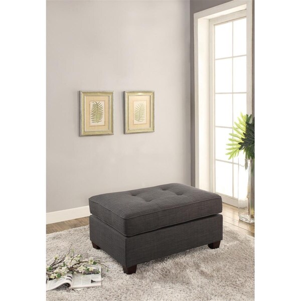 Benzara 19 x 36 x 26 in. Bonded Leather Cocktail Ottoman - Dark Gray - BM166751