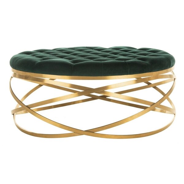 Safavieh 15.75 x 37.2 x 37.2 in. Rumi Tufted Velvet Ottoman Emerald - SFV4706A