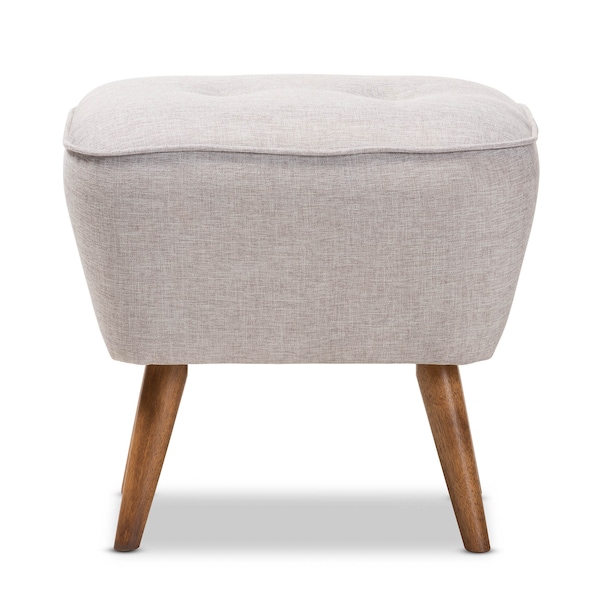 Baxton Studio Petronelle Beige Upholstered Walnut Brown Finished Wood Ottoman - 148-8228