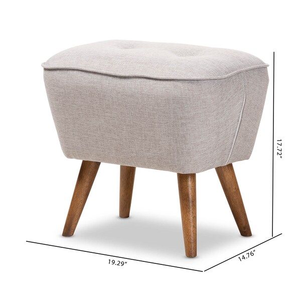 Baxton Studio Petronelle Beige Upholstered Walnut Brown Finished Wood Ottoman - 148-8228