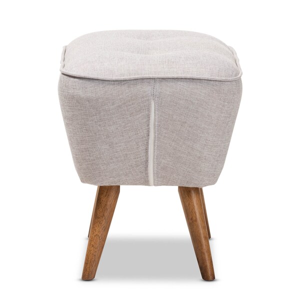 Baxton Studio Petronelle Beige Upholstered Walnut Brown Finished Wood Ottoman - 148-8228