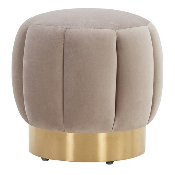 Safavieh Maxine Channel Tufted Otttoman, Pale Taupe - SFV4707G