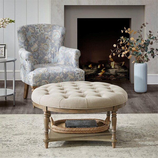 Martha Stewart Cedric Accent Ottoman, Cream - MT101-0135