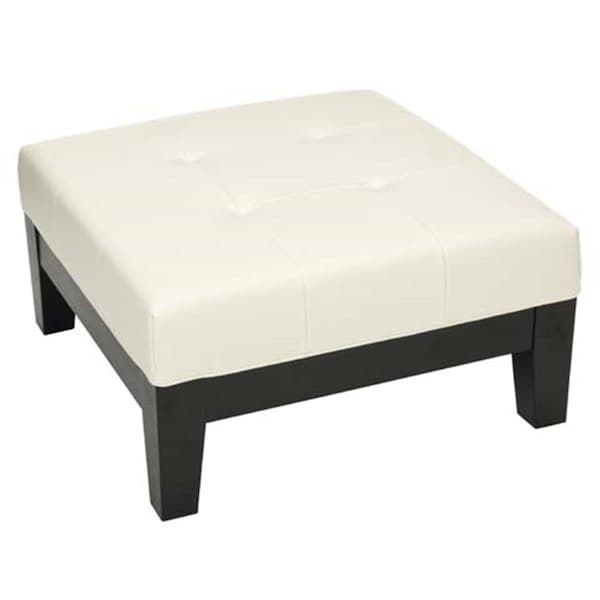 Safavieh Hamilton Square White Leather Ottoman - HUD4079C