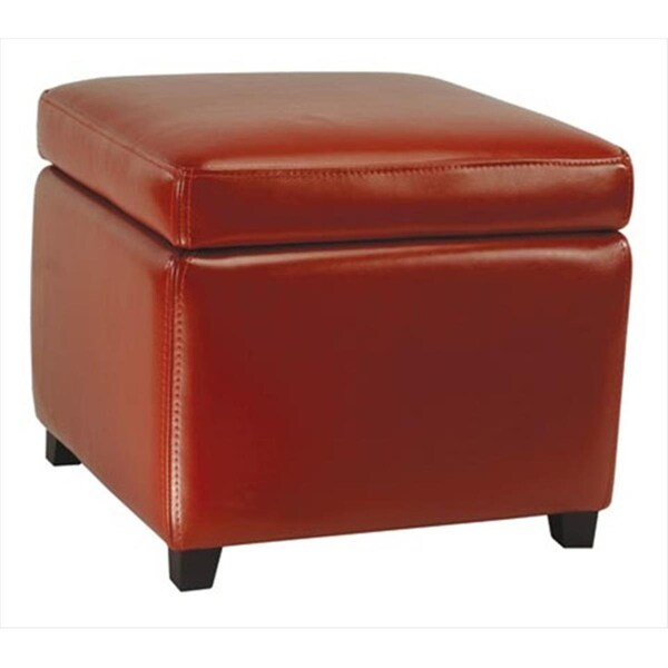 Safavieh Jonathan Red Flip-top Ottoman Red And Red Leather - HUD4007R