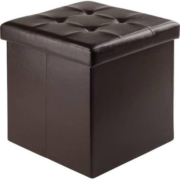 Doba-Bnt 15 x 15 x 15.75 in. Ashford Ottoman with Storage Faux Leather; Espresso - SA143836