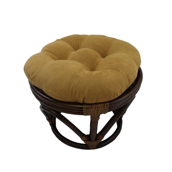 International Caravan Rattan Ottoman with Micro Suede Cushion, Camel - 3301-MS-CM