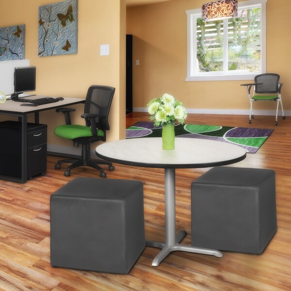Regency Jean Square Vinyl Ottoman (Set of 2)- Grey - N6263GY2PK