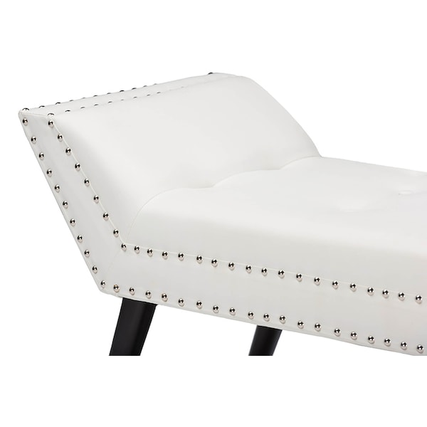 Baxton Studio Tamblin White Faux Leather Upholstered Large Ottoman Seating Bench - 117-6383