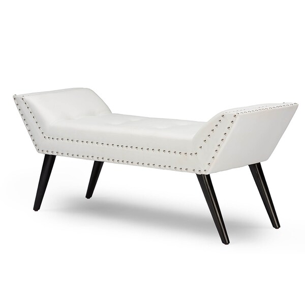 Baxton Studio Tamblin White Faux Leather Upholstered Large Ottoman Seating Bench - 117-6383